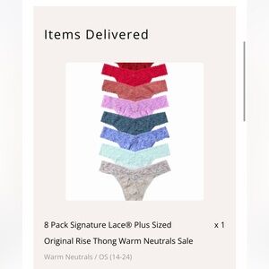 NEW in package Hanky Panky 8 Pack Plus Size Lace Thong Set in Warm Neutrals